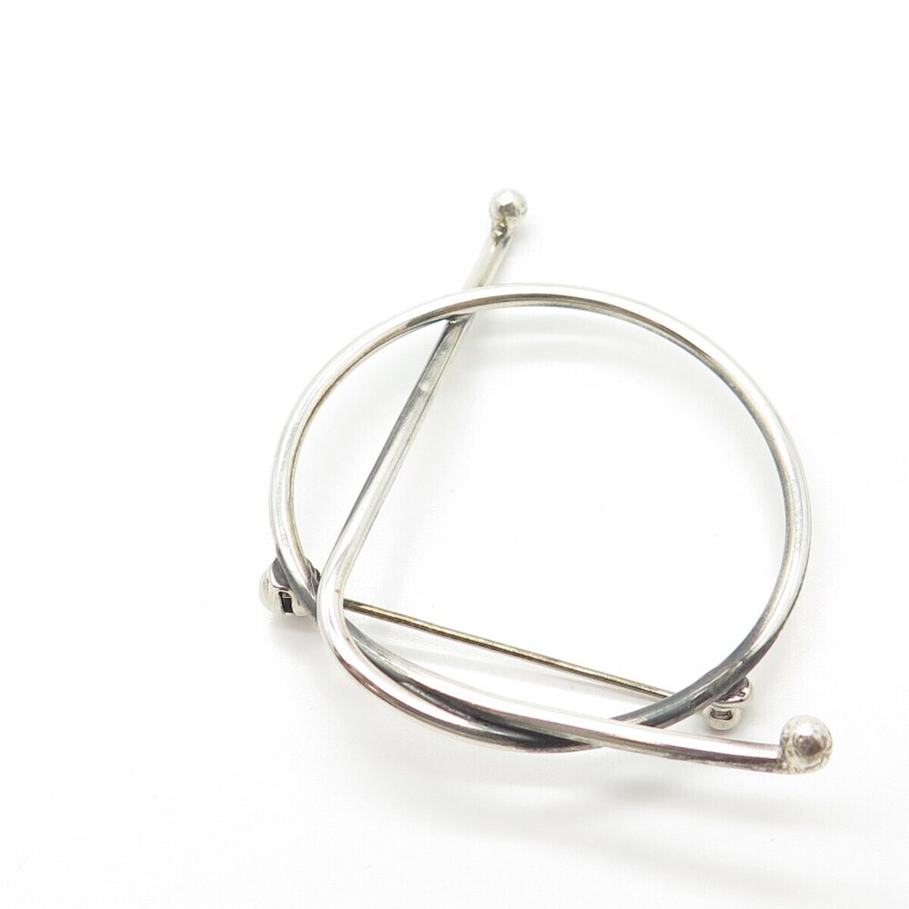 925 Sterling Silver Vintage Handcrafted Modernist Knot Pin Brooch - Picture 5 of 8